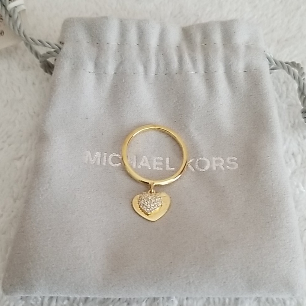 New Michael Kors Love Pave Heart Ring